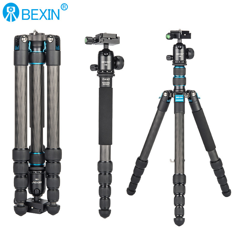 Τρίποδο για μηχανή χωρίς καθρέφτη και κινητό τηλέφωνο - ανθρακονημάτινο, 5 τμημάτων, σφαιρικό παν-tilt, φορτίο 6–10 kg, πλακέτα ταχείας απελευθέρωσης περιλαμβάνεται