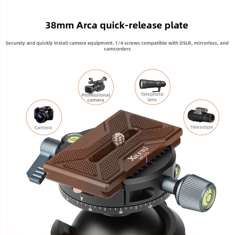 DSLR tripod nagy gömbfejjel és mikro gömbfejjel, alacsony súlypont, alumíniumötvözet, 360° Pan/Tilt