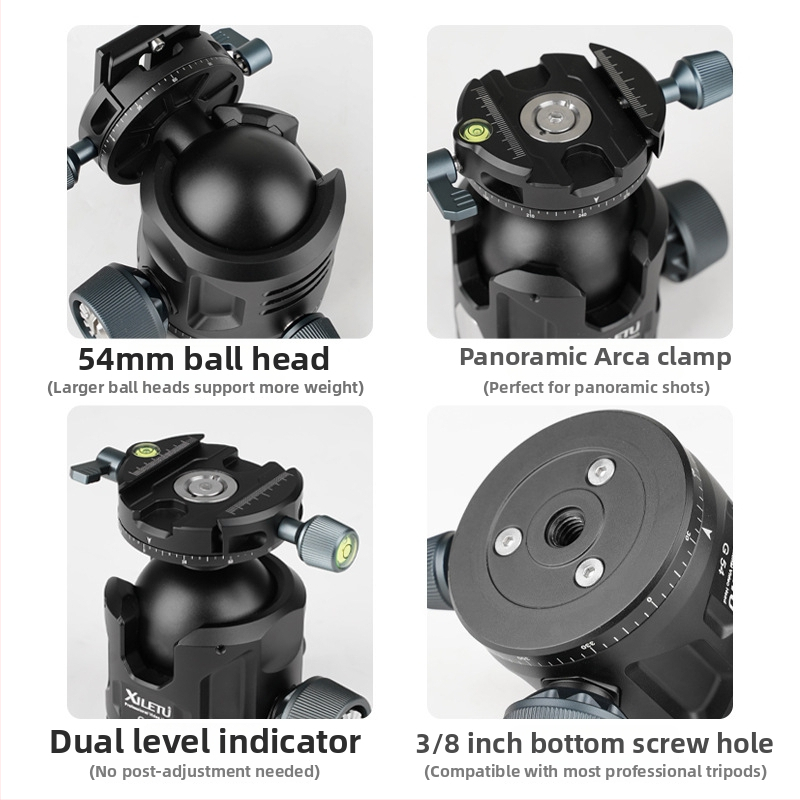 Happy Tour Cap balon amortizat cu centru de greutate redus pentru camere mirrorless/DSLR cu obiectiv tele – Pan-Tilt 360°, aliaj de aluminiu, greutate 700 g