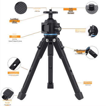 Bei zhen Atmt-02 Mini Trepied cu Ball Head, Aliaj de aluminiu, Sarcină 2-5 kg, 1 Secțiune
