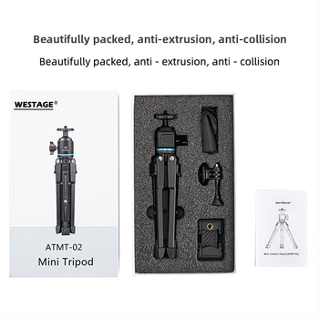 Bei zhen Atmt-02 Mini Trepied cu Ball Head, Aliaj de aluminiu, Sarcină 2-5 kg, 1 Secțiune