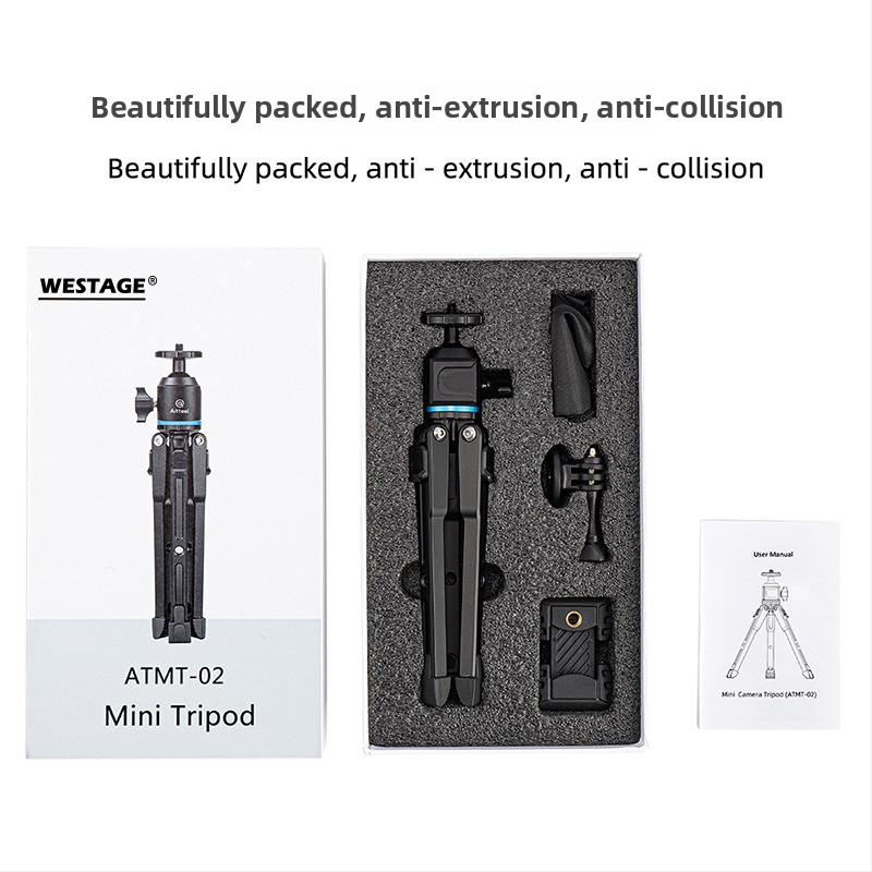Bei zhen Atmt-02 Mini Trepied cu Ball Head, Aliaj de aluminiu, Sarcină 2-5 kg, 1 Secțiune