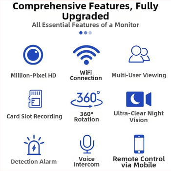 Iekštelpu HD WiFi PTZ kamera ar horizontālo griešanu 325° un vertikālo 90°, horizontālais ātrums 70°/s, vertikālais ātrums 50°/s, barošana 5V DC.