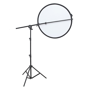 Suport reflector pentru fotografie cu braț înclinat, bară transversală, rolă universală, fixare — aliaj de aluminiu