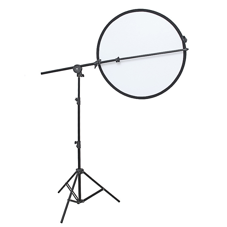 Suport reflector pentru fotografie cu braț înclinat, bară transversală, rolă universală, fixare — aliaj de aluminiu