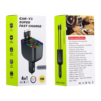 Receiver MP3 Bluetooth pentru mașină, model Y3, afișaj OLED, radio FM, alimentare 12V/24V