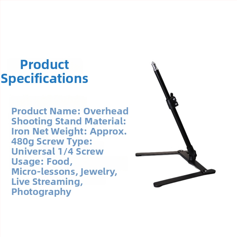 Stolová držiak na smartphone pre live stream a horú fotografovanie šperkov, kovová konštrukcia, nosnosť 1 kg, výška 28–45 cm, priemer rúry 16–19 mm, 2 sekcie