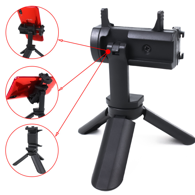 Suport de birou pentru telefon, mini trepied portabil cu clemă pentru streaming live și fotografie, compatibilitate universală cu telefoane mobile, construcție din plastic
