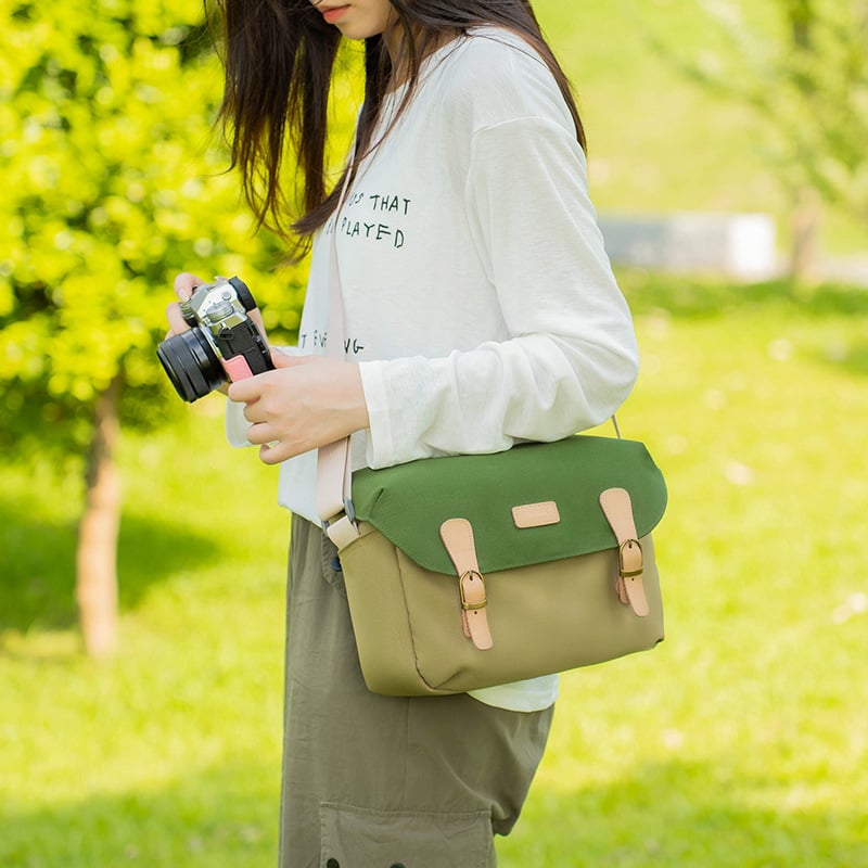 Bezdogles kameros krepšys | Drobės pečių krepšys, universalus, tinka Sony ZV-E10 II, Canon R50, Nikon Z30, Fuji XT50 – minimalistinis prabangus stilius