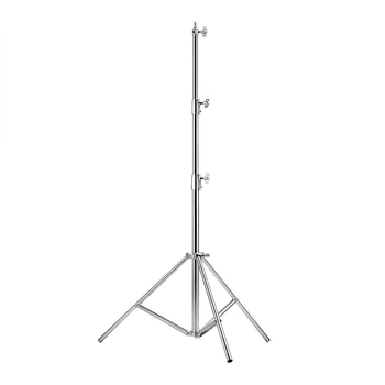 Stojak za fotografijski background od nehrđajućeg čelika, 3-sekcijski teleskopski, podesiva visina 100–280 cm, nosivost 8 kg.
