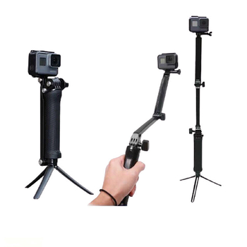 Selfie stick cu braț reglabil în 3 direcții, design pliabil în 3 segmente; oțel inoxidabil; compatibil universal; sarcină maximă până la 2 kg