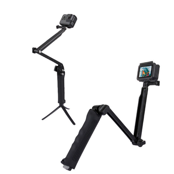 Selfie stick cu braț reglabil în 3 direcții, design pliabil în 3 segmente; oțel inoxidabil; compatibil universal; sarcină maximă până la 2 kg