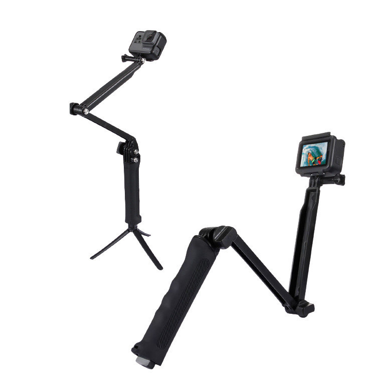 Selfie stick cu braț reglabil în 3 direcții, design pliabil în 3 segmente; oțel inoxidabil; compatibil universal; sarcină maximă până la 2 kg