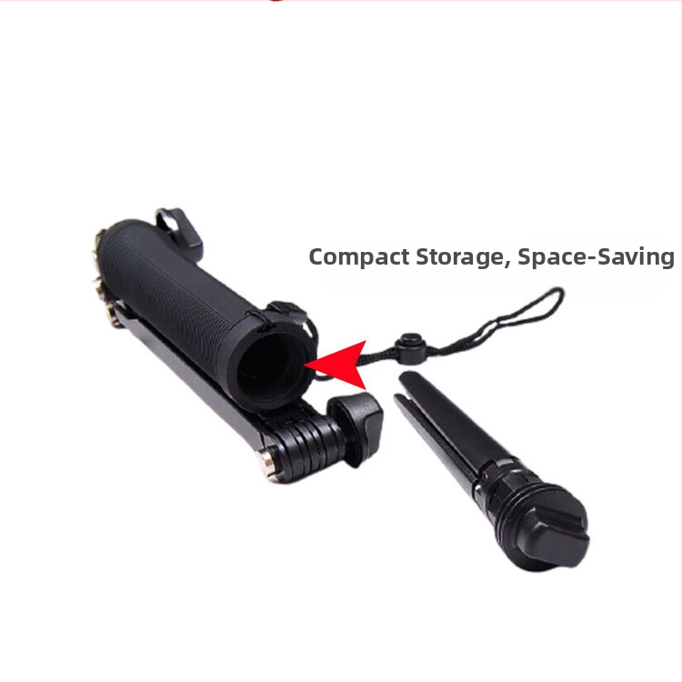 Selfie nūja ar trīs virzienu regulējamu roku, salokāms 3 sadaļās; nerūsējošais tērauds; universāla saderība; maksimālais slodze līdz 2 kg