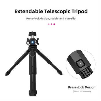 Vlog statív s dvoma cold shoe mounts, prenosný stolný predlžovač pre DSLR/mirrorless fotoaparát • Materiál: Nylon • Zaťaženie: 3 kg • Kategória: Tripod/PTZ