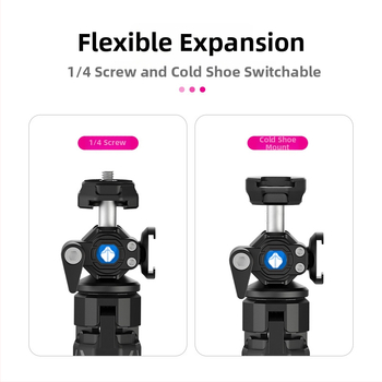 Vlog statív s dvoma cold shoe mounts, prenosný stolný predlžovač pre DSLR/mirrorless fotoaparát • Materiál: Nylon • Zaťaženie: 3 kg • Kategória: Tripod/PTZ