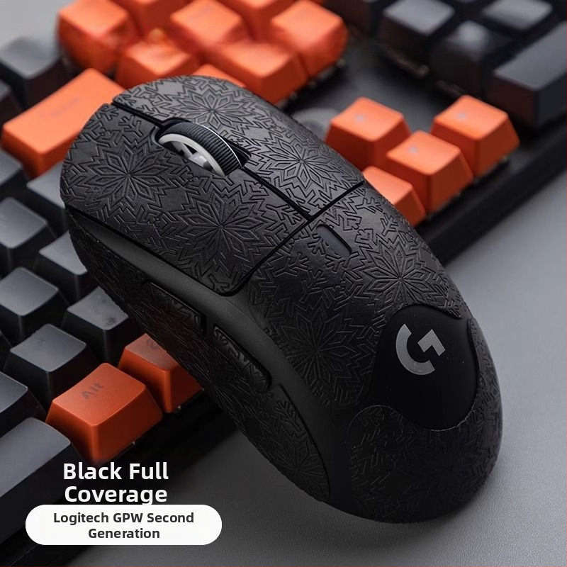 GPW myš protišmyková nálepka, plné pokrytie so vzorom snehových vločiek, odolná voči opotrebeniu, absorbuje pot, ultra tenká