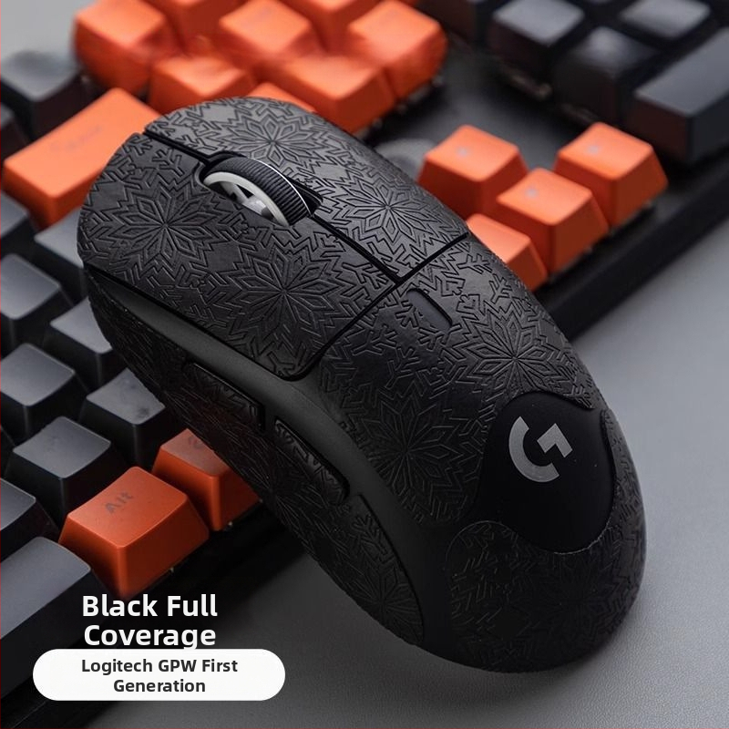 GPW myš protišmyková nálepka, plné pokrytie so vzorom snehových vločiek, odolná voči opotrebeniu, absorbuje pot, ultra tenká