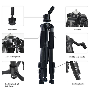 Trepied pentru cap de manechin pentru peruci, aliaj de aluminiu, 4 secțiuni, pan/tilt din plastic, sarcină 2–5 kg