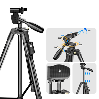 Neepho NP-8810 stativ, 3 sekcije, aluminijska legura + ABS, PTZ trodimenzionalni gimball, nosivost 2-5 kg, Bluetooth daljinski upravljač