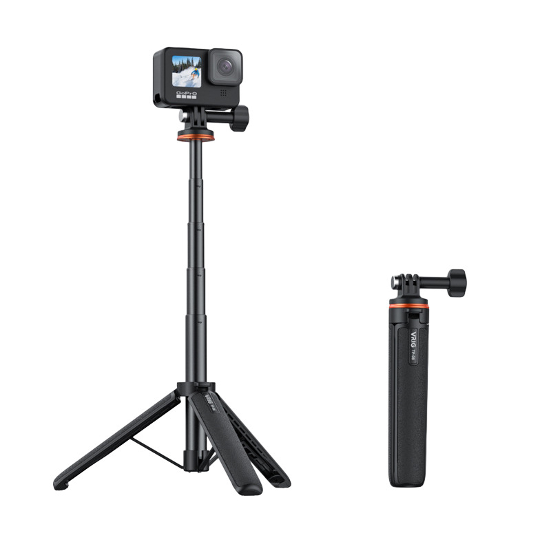 Tripod pentru selfie GoPro – ușor, aliaj de aluminiu + ABS, 4 secțiuni, 150 g