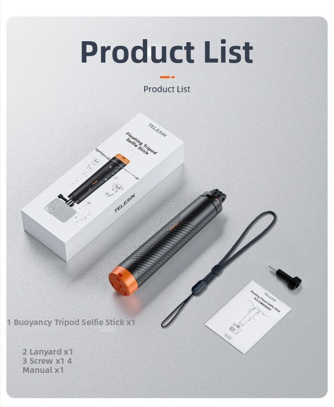 Buoyancy Tripod Selfie Stick – TELESIN, Univerzálna kompatibilita, Materiál: Plast + hliníková zliatina