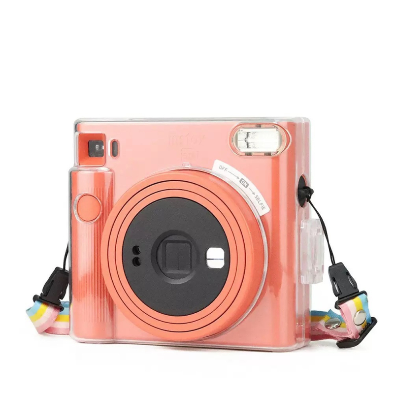 Polaroid Sq1 skaidrus korpusas fotoaparato dėklas su crossbody dirželiu — silikonas, atsparus kritimui, fotografijos krepšio stilius