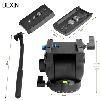 Hydraulická pan-tilt hlava s rukoväťou pre DSLR statív — hliníková zliatina, 360° panoráma, 90° náklon, 3/8\" závit, hmotnosť 0,88 kg