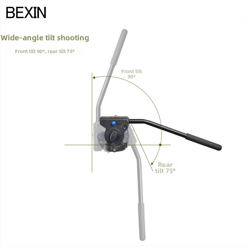 Hydraulická pan-tilt hlava s rukoväťou pre DSLR statív — hliníková zliatina, 360° panoráma, 90° náklon, 3/8\" závit, hmotnosť 0,88 kg