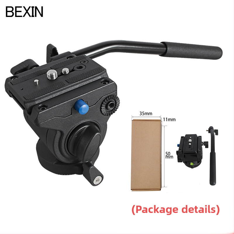 Hydraulická pan-tilt hlava s rukoväťou pre DSLR statív — hliníková zliatina, 360° panoráma, 90° náklon, 3/8\" závit, hmotnosť 0,88 kg