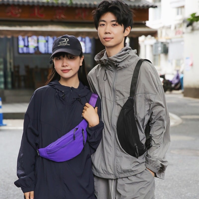 Najlon torbica za pojas u urbanom minimalističkom stilu, unutarnja džep za mobitel, poliester podstava, zatvarač, trodimenzionalni vanjski dizajn, za svakodnevnu upotrebu