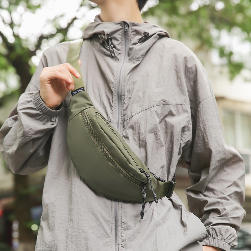 Najlon torbica za pojas u urbanom minimalističkom stilu, unutarnja džep za mobitel, poliester podstava, zatvarač, trodimenzionalni vanjski dizajn, za svakodnevnu upotrebu