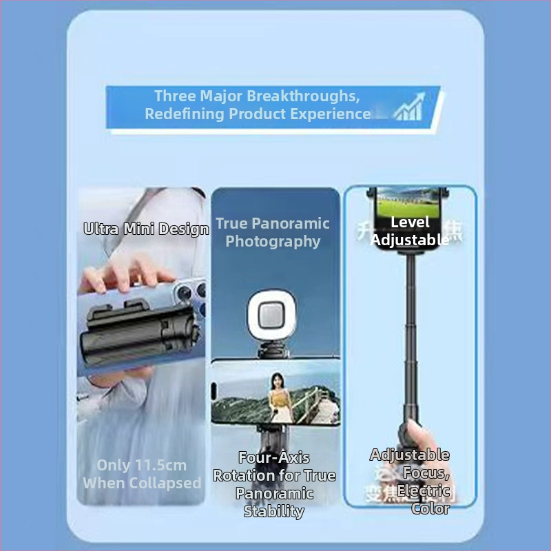 Mini selfie tyč pre telefón s roztiahnuteľným zaostrovaním, Bluetooth držiak na telefón, diaľkové ovládanie súčasťou, prispôsobiteľný, univerzálny (materiál: plast)