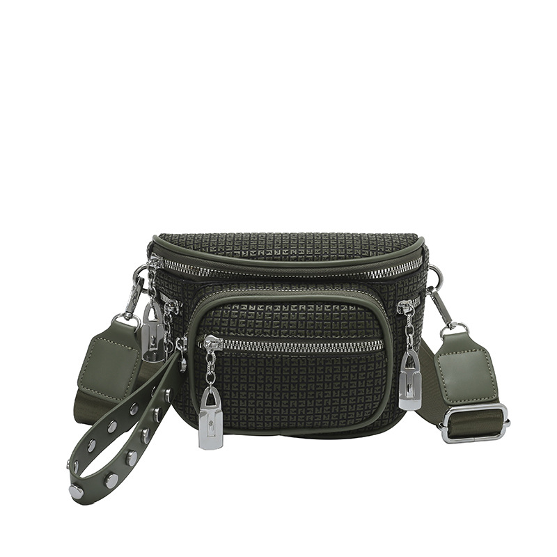 Ženska torbica preko ramena u retro stilu s rivet detaljima, PU koža, veliki kapacitet (Materijal: PU; Godina izdanja: jesen 2025; Podstava: bez podstave; Zatvaranje: lokot; Unutarnji džepovi: za telefon i dokumente)