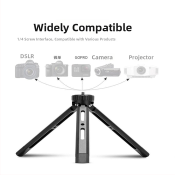 Asztali tripod telefonhoz és projektorhoz, alumínium ötvözet, négyfokozatú magasságállítás, teherbírás 6–10 kg