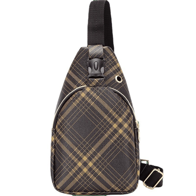 Ženska PU chest bag s tiskom slova i geometrijskim kvadratnim uzorkom, 3D konstrukcija, zatvarač, pretinci za telefon i dokumente, proljeće 2022