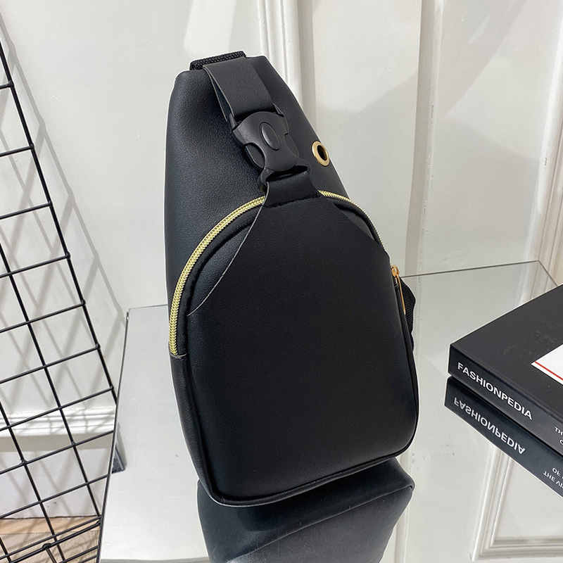 Ženska PU chest bag s tiskom slova i geometrijskim kvadratnim uzorkom, 3D konstrukcija, zatvarač, pretinci za telefon i dokumente, proljeće 2022