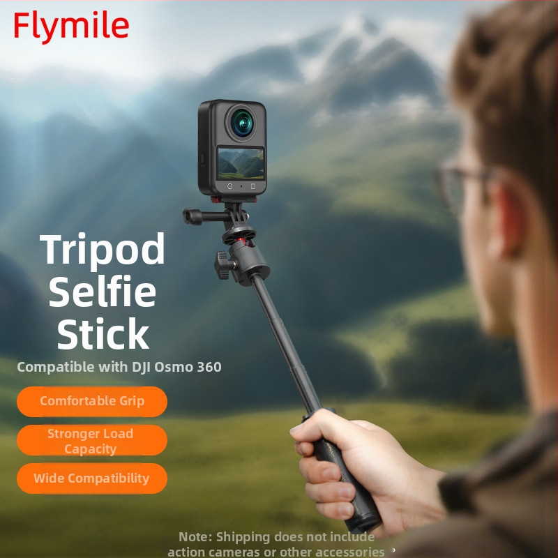 Flymile stovas DJI Action 5 Pro — išplėtimo lazdelės laikiklis, Pocket 3 teleskopinis stovas, 102.7 g