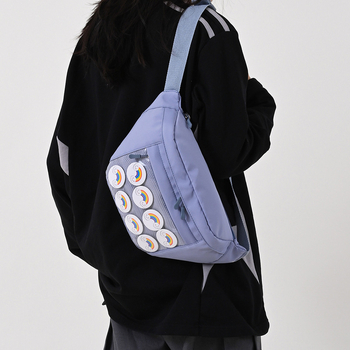 Geantă de damă din pânză cu ecuson transparent – închidere cu fermoar, căptușeală poliester, buzunar pentru ID, buzunar interior