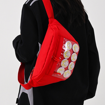 Geantă de damă din pânză cu ecuson transparent – închidere cu fermoar, căptușeală poliester, buzunar pentru ID, buzunar interior