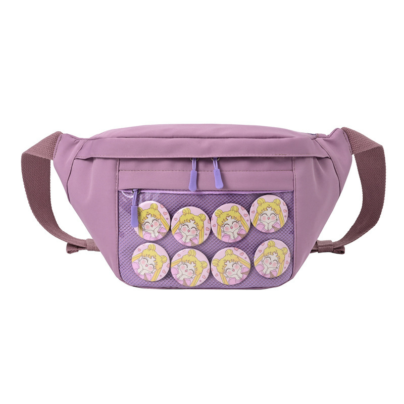 Geantă de damă din pânză cu ecuson transparent – închidere cu fermoar, căptușeală poliester, buzunar pentru ID, buzunar interior