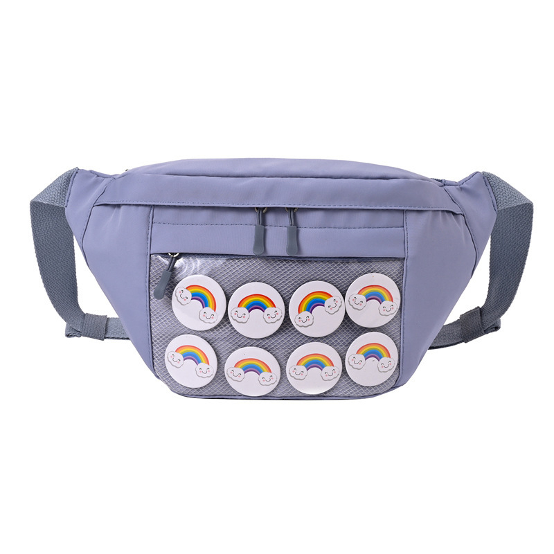 Geantă de damă din pânză cu ecuson transparent – închidere cu fermoar, căptușeală poliester, buzunar pentru ID, buzunar interior