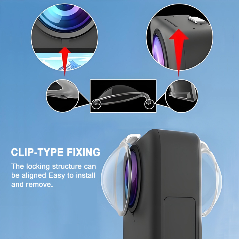 Zaštitni poklop za objektiv za DJI Osmo 360, PC materijal, kompatibilno s Osmo 360; uključuje 2 zaštitne leće i 2 pamukasta jastučića