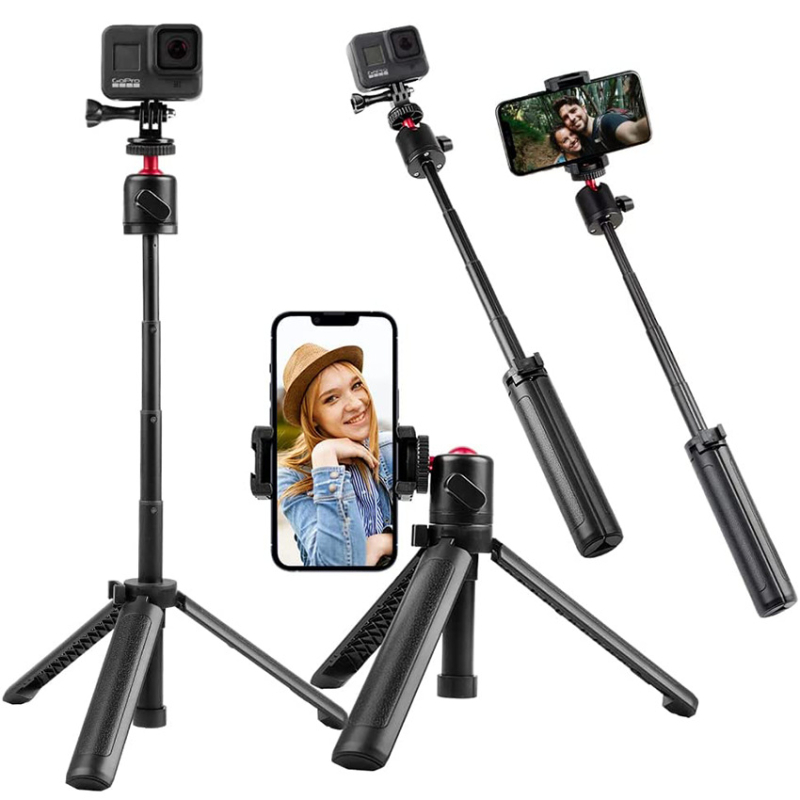CYFOTO Mini stativ za mobitele i akcijske kamere — stolni stativ za prijenos uživo, PC/ABS/metalni dijelovi