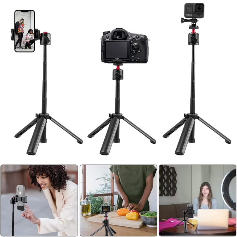 CYFOTO Mini stativ za mobitele i akcijske kamere — stolni stativ za prijenos uživo, PC/ABS/metalni dijelovi
