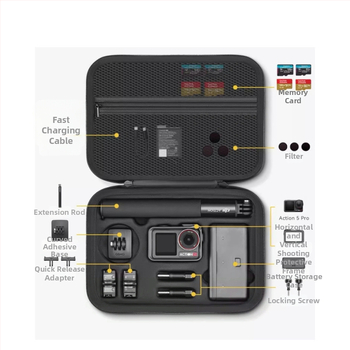 Taška na skladovanie pre DJI Action 5 Pro/4/3 — EVA+kanvas/PU materiál; kompatibilné modely: Action 5 Pro/4/3; kód produktu Xjb-033; hmotnosť 360–430 g; obsah balenia: skladovacia taška a ramenný remienok