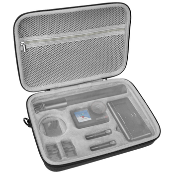 Taška na skladovanie pre DJI Action 5 Pro/4/3 — EVA+kanvas/PU materiál; kompatibilné modely: Action 5 Pro/4/3; kód produktu Xjb-033; hmotnosť 360–430 g; obsah balenia: skladovacia taška a ramenný remienok