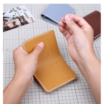 DIY set kožnog novčanika – prirodna kravlja koža, dvostruka debljina, 1 preklop, bez podstave, jednobojni, gradski minimalistički stil