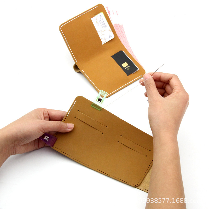 DIY set kožnog novčanika – prirodna kravlja koža, dvostruka debljina, 1 preklop, bez podstave, jednobojni, gradski minimalistički stil