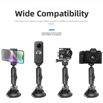 Suport auto pentru telefon cu ventuză – universal, construcție ABS+PC și aliaj de aluminiu, stabilizator pentru camera de acțiune